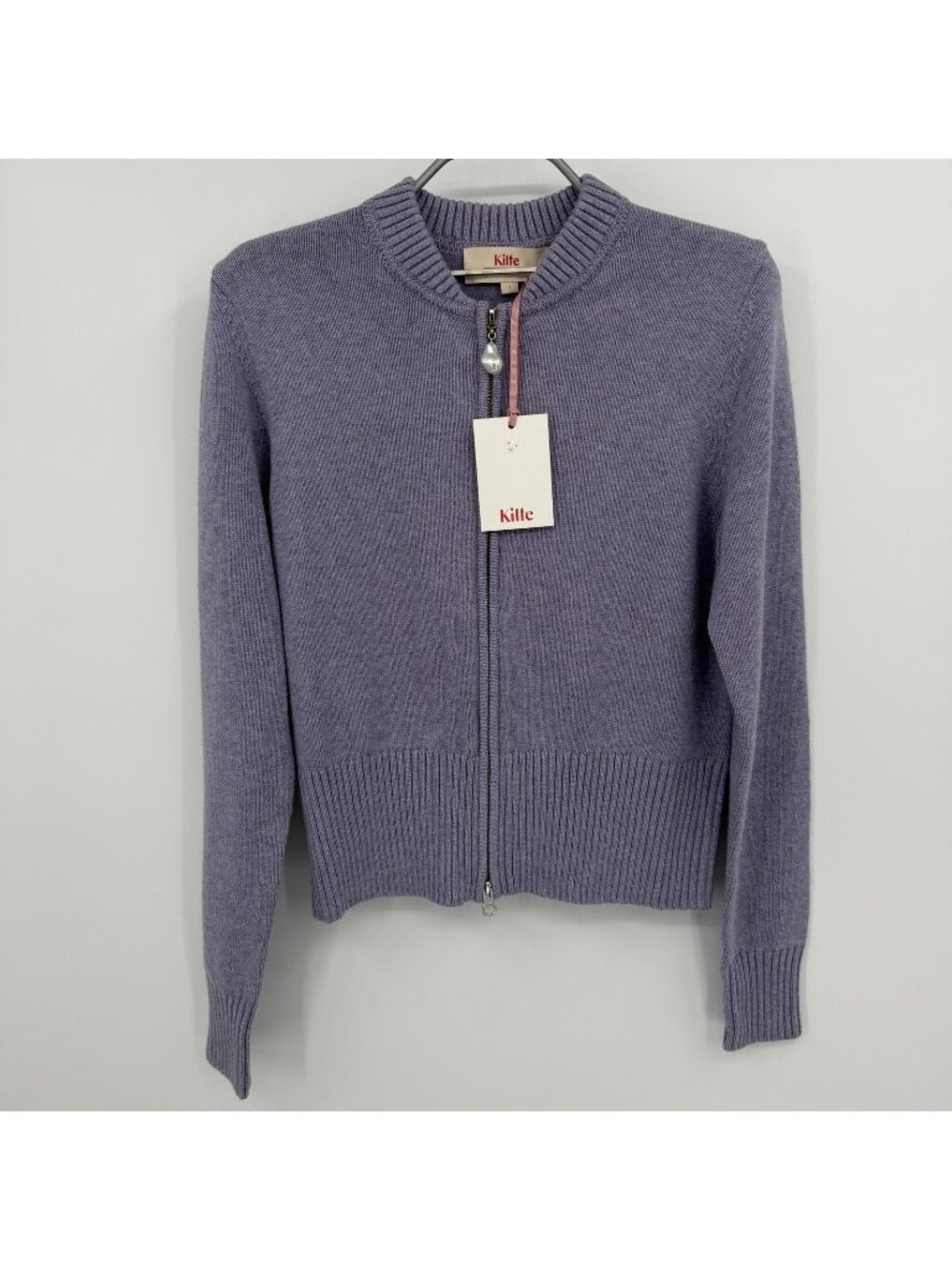Kilte Collection The Kay Cotton-Cashmere Full Zip Knit Jacket in Lilac size 1 S